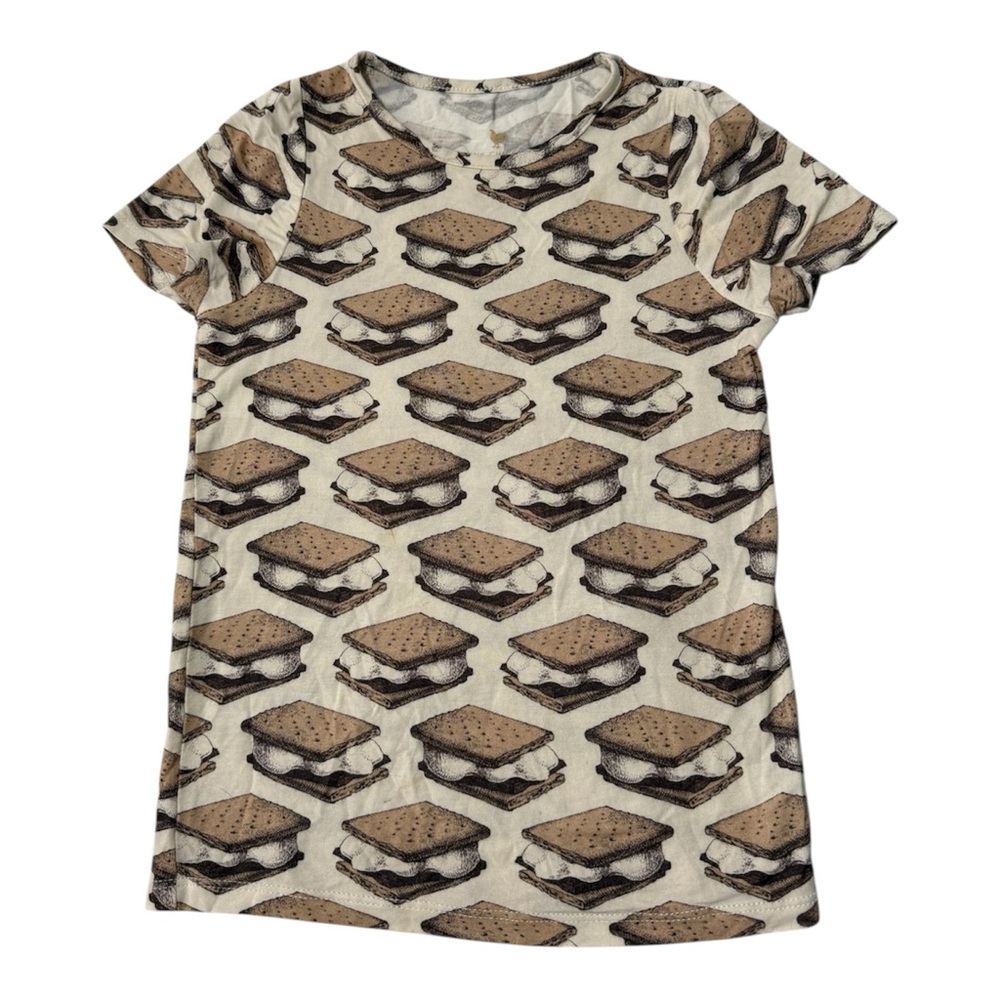 Pink Chicken Smores Pajama Top Kids 7 Novelty Print Sleep Shirt
